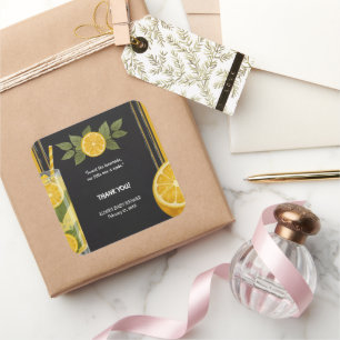 Sticker Carré Baby shower de socle en carton citronné doux