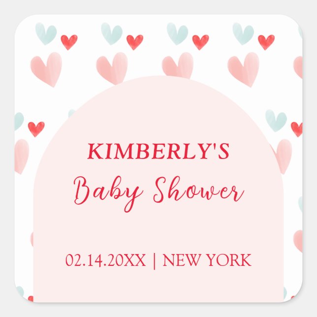Sticker Carré Baby shower de Valentines de l'Arc Pastel Sweethea (Devant)