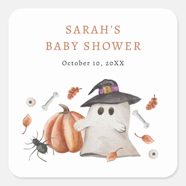 Sticker Carré Baby shower d'Halloween (Devant)