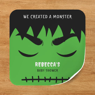 Sticker Carré Baby shower d'Halloween Frankenstein Monster