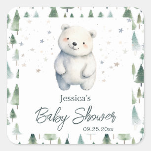 Sticker Carré Baby shower d'hiver d'attente précoce