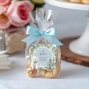 Sticker Carré baby shower d'hiver invitation à la douche bébé