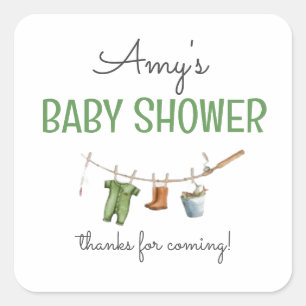Sticker Carré Baby Shower d'un Petit Pêcheur