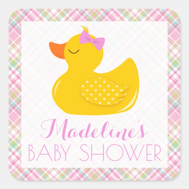 Sticker Carré Baby shower en caoutchouc (Devant)
