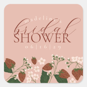 Sticker Carré Baby Shower Estival aux Fraises