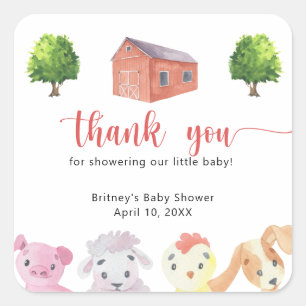 Sticker Carré Baby shower ferme - merci