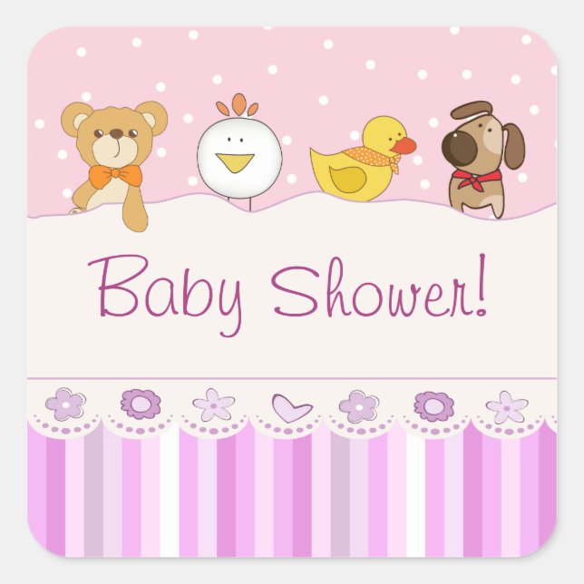 Sticker Carré Baby shower fille (Devant)