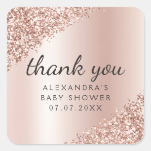 Sticker Carré Baby shower-fille de la Parties scintillant d'or M