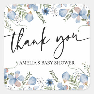 Sticker Carré Baby shower Fleur sauvage Dusty
