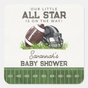 Sticker Carré Baby Shower Football Little All Star Touchdown