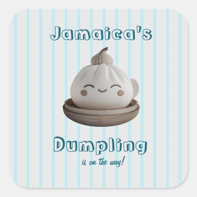 Sticker Carré Baby shower Garçon Blue Little Dumpling (Devant)