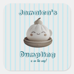Sticker Carré Baby shower Garçon Blue Little Dumpling