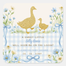 Baby Shower Garçon Silly Goose Fleurs Ruban Bleu