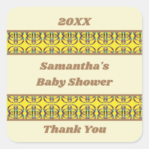 Sticker Carré Baby shower Géométrique Abstrait Sexe Neutre