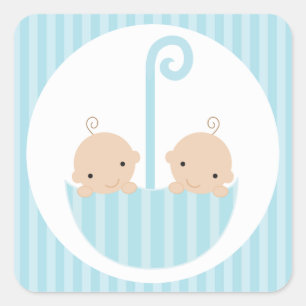 Sticker Carré Baby shower Jumeaux