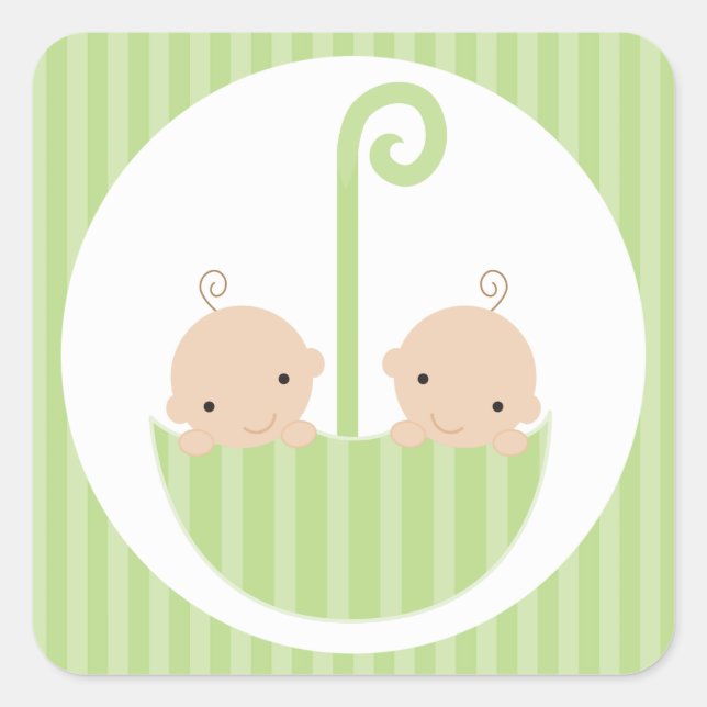 Sticker Carré Baby shower jumeaux (Devant)