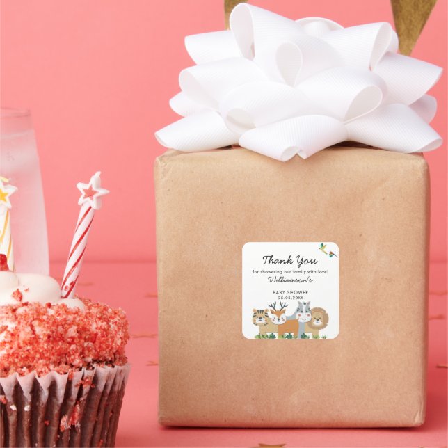 Sticker Carré Baby shower Jungle Safari (Fête)