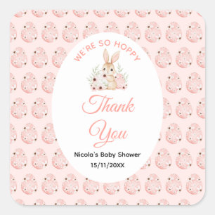 Sticker Carré Baby Shower Lapin de Pâques