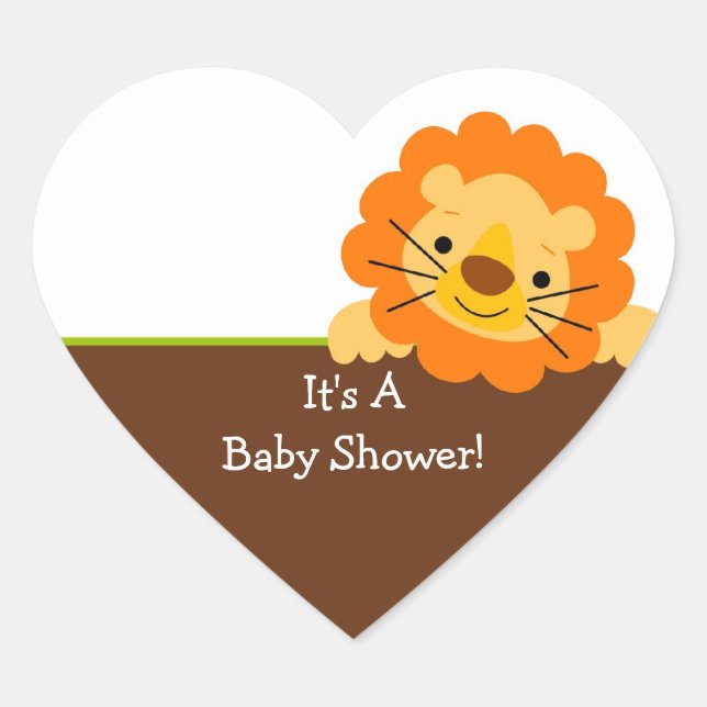 Sticker Carré Baby shower Lion mignon ! (Devant)