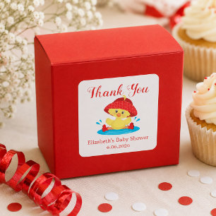 Sticker Carré Baby shower Merci Duck