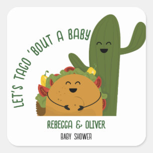 Sticker Carré Baby shower mexicain de fiesta taco