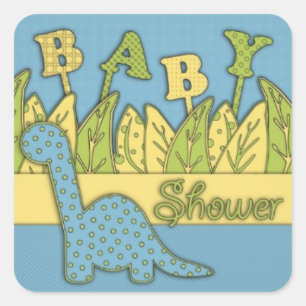 Sticker Carré Baby shower mignon de thème de dinosaure