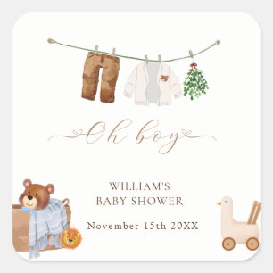 Sticker Carré Baby shower minimal Boho Boy
