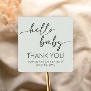 Sticker Carré Baby-Shower Minimaliste Bonjour Bébé