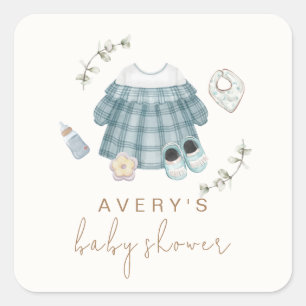 Sticker Carré Baby shower Motif minimaliste moderne Boho