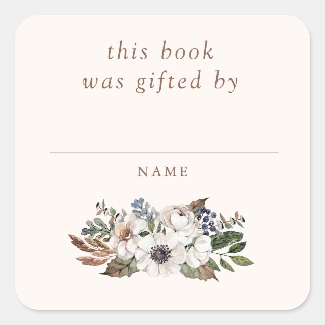 Sticker Carré Baby shower Neutral Boho Nursery Livre Cadeau Par (Devant)