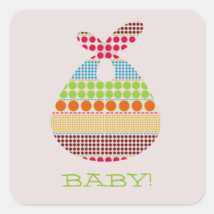 Sticker Carré Baby shower Neutre Boho Dots