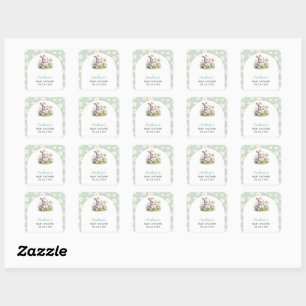 Sticker Carré Baby shower neutre de Bunny Genre