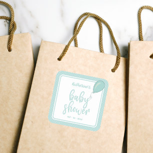 Sticker Carré Baby shower Neutre Genre Mint Vert