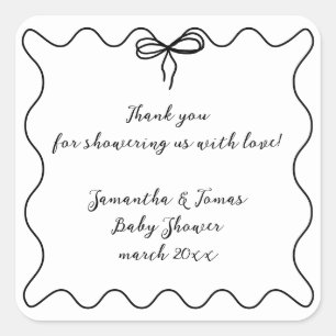 Sticker Carré Baby shower neutre minimaliste moderne Bow