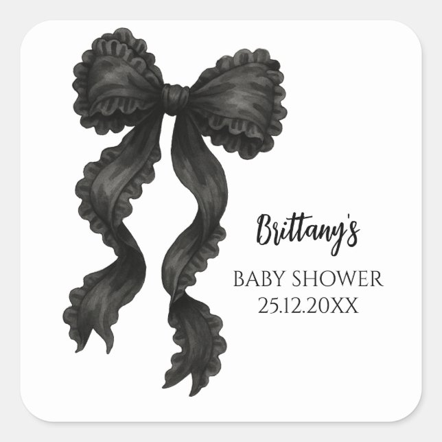 Sticker Carré Baby shower noir (Devant)