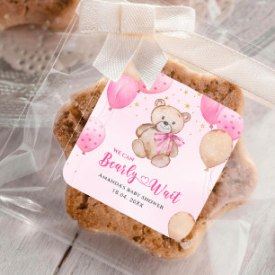 Sticker Carré Baby shower ours d'éléphant