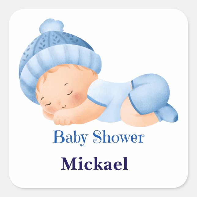 Sticker Carré Baby shower personnalisé (Devant)