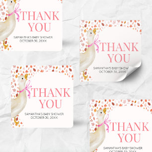 Sticker Carré Baby Shower Petite Oie Ridicule Rose