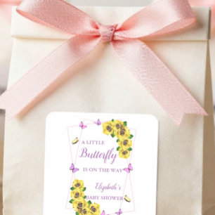 Sticker Carré Baby Shower Petite Papillon