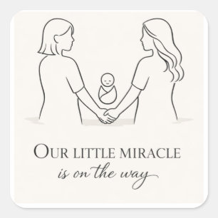 Sticker Carré Baby shower pour deux mamans