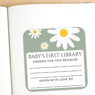 Sticker Carré Baby shower 'Première bibliothèque de bébé'