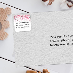 Sticker Carré Baby shower Pretty Rose Floral Drop Adresse
