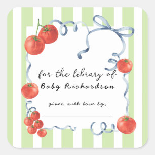 Sticker Carré Baby shower Tomate Pour la bibliothèque de