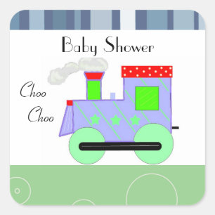 Sticker Carré Baby Shower Train Choo Choo