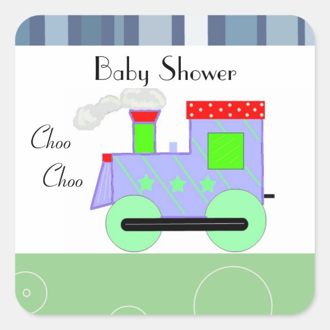 Sticker Carré Baby Shower Train Choo Choo (Devant)