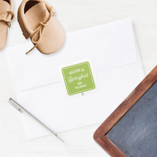 Sticker Carré Baby shower vert Affiche de bienvenue de ville