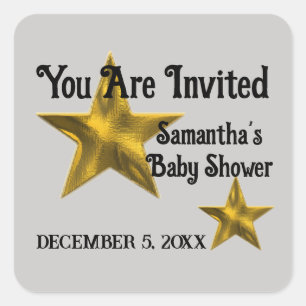 Sticker Carré Baby shower Welcome Gold Superstar Star