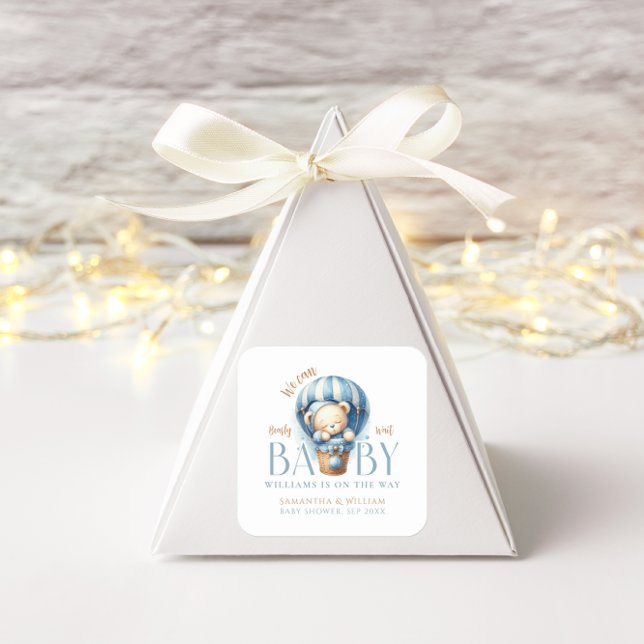 Sticker Carré Baby Teddy Bear Blue Ballon Boy (Créateur téléchargé)