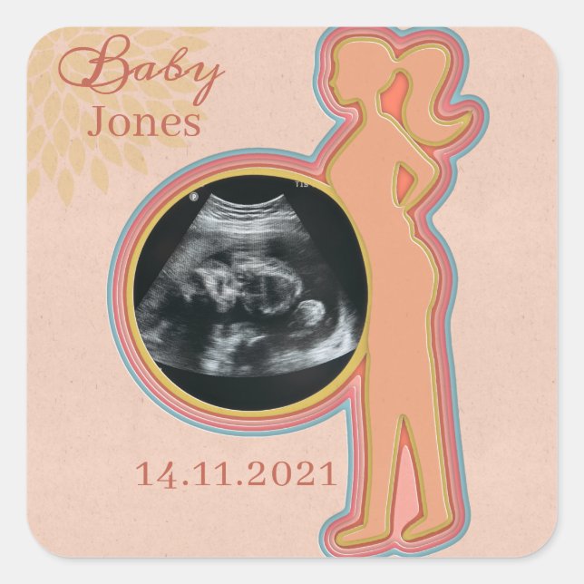 Sticker Carré Baby Ultrasound Keepsaké (Devant)