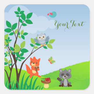 Sticker Carré Baby Woodland Animaux